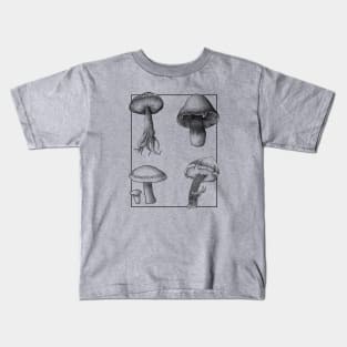 Botanical Mushrooms lineart Kids T-Shirt
